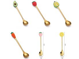 Pack 6 cucharitas doradas FRUTAS 